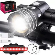 Lampki rowerowe - Lampka rowerowa ŚWIATŁO PRZÓD TYŁ na kierownicę AKUMULATOROWA led latarka  CBL-15 - miniaturka - grafika 1