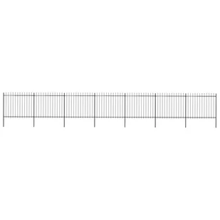 Vidaxl z prętów z grotami, stalowe, 11,9 x 1,5 m, czarne - Ogrodzenia - miniaturka - grafika 3