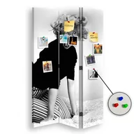 Parawany - Parawan pokojowy FEEBY, Kolaż kobieta z głową kota abstrakcja, Dwustronny PIN 110x170cm 3-częściowy - miniaturka - grafika 1