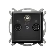 Gniazdka elektryczne - Ospel Aria czarny metalik gniazdo antenowe R-TV-SAT przelotowe - miniaturka - grafika 1