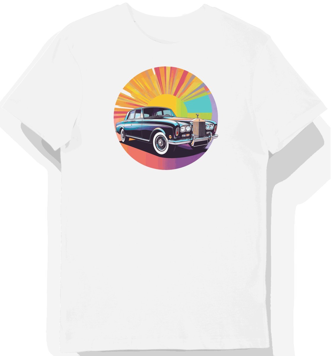 Koszulka męska biała z klasycznym samochodem Rolls-Royce S