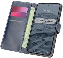 Bizon Etui z klapką Case Pocket do Galaxy M35 5G, granatowe - Etui i futerały do telefonów - miniaturka - grafika 1