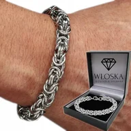 Bransolety męskie - BRANSOLETKA GRUBA Srebrna Męska DIAMENTOWANA Królewski 8mm OKRĄGŁA - miniaturka - grafika 1