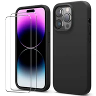 Etui i futerały do telefonów - zestaw ochronny 2w1 dla Apple iPhone 7 / 8 / SE 2 składa się z 2x szklanego ochraniacza ekranu 9H i 1x silikonowego etui - pokrowiec w kolorze czarnym - miniaturka - grafika 1
