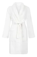 Szlafroki damskie - Hunkemöller Robe Short Flannel Fleece Embossed Dot Biały - miniaturka - grafika 1