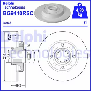 Tarcza hamulcowa DELPHI BG9410RSC - Tarcze hamulcowe - miniaturka - grafika 1