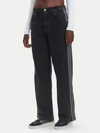 Spodnie damskie - adidas Jeansy adicolor Denim 3-Stripes JD3109 Czarny Loose Fit - miniaturka - grafika 1