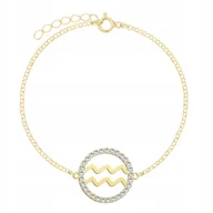 Bransoletki - Złota Bransoletka Wodnik Znak Zodiaku 925 DEDYKACJA GRATIS - miniaturka - grafika 1