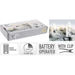 Świeczki LED na klipsie 10 elementów biały - Oświetlenie świąteczne - miniaturka - grafika 1