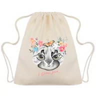 Plecaki szkolne i tornistry - WORKO-PLECAK BEŻOWY Na Buty KOCHAM KOTY Wzory - miniaturka - grafika 1