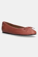Baleriny - Tommy Hilfiger baleriny skórzane BALLERINA LEATHER FLAT BOW kolor pomarańczowy FW0FW08359 - miniaturka - grafika 1