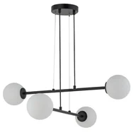 Lampy sufitowe - Sigma nowoczesny czarno-biały żyrandol do salonu 33372 BALANS 4 czarna lampa sufitowa klosze białe kule 33372 - miniaturka - grafika 1