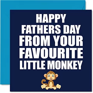 Śmieszne kartki na Dzień Ojca dla taty - Mała małpa - żart kartka na Dzień Ojca dla taty od syna córki, prezenty urodzinowe dla ojca, 145 mm x 145 mm kartki z życzeniami na Dzień Ojca prezent dla taty - Kartki okolicznościowe i zaproszenia - miniaturka - grafika 1