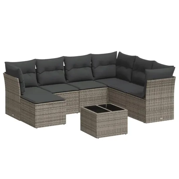Modułowy zestaw mebli ogrodowych z szarego rattanu PE, 234 x 179 x 69 cm