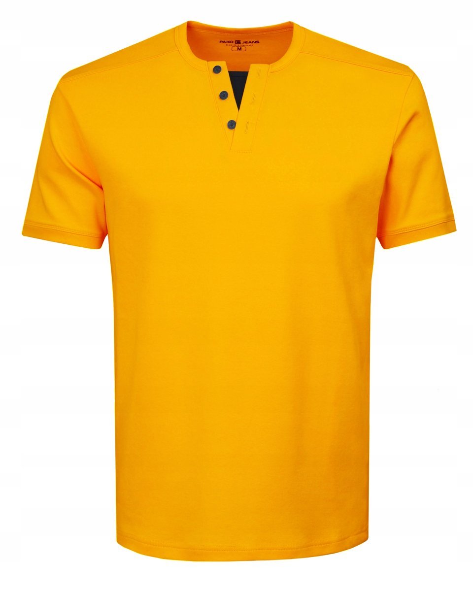 T-SHIRT Męski Koszulka w Serek ŻÓŁTA Gruba Bawełna IRON XXL Pako Jeans