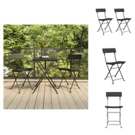Fotele i krzesła ogrodowe - vidaXL Krzesła bistro 2 szt. Składane krzesła ogrodowe z czarnego polirattanu i stali - miniaturka - grafika 1