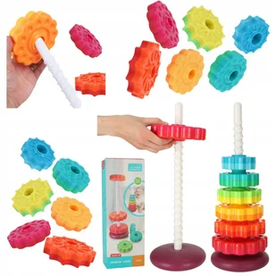 ZAKRĘCONA PIRAMIDA WIEŻA TĘCZOWA EDUKACYJNA DLA DZIECI MONTESSORI - Zabawki interaktywne dla dzieci - miniaturka - grafika 1