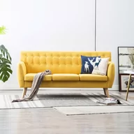 Sofy i kanapy - vidaXL 3-osobowa sofa tapicerowana tkaniną, 172x70x82 cm, żółta - miniaturka - grafika 1