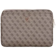 Torby na laptopy - Torba Guess Sleeve 14" 4G Zipper Pocket Triangle Logo brązowy - miniaturka - grafika 1