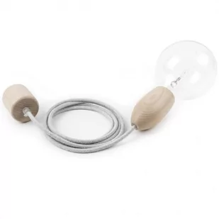 Drewniana lampa Loft Eco Line A lampa wisząca z jasnoszarym przewodem KOLOROWE KABLE - Lampy sufitowe - miniaturka - grafika 1