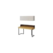 Zestawy mebli dla dzieci - Młodzieżowe Biurko z Nadstawką i Szafką Wiszącą SET-12A Teen Flex Lenart Hikora Naturalna, Silk Flou, Raw Steel - miniaturka - grafika 1