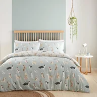 Kołdry i poduszki dla dzieci - Fusion - Poszewka na kołdrę z niebieskim jajkiem kaczki - rozmiar pojedynczej pościeli (140 x 200 cm) - dwustronny design (beżowy i kacze jajko niebieskie) - pościel z nadrukiem psiej łapy - nadruk - miniaturka - grafika 1