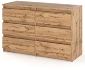 Szafki RTV - Komoda Drewniana 6 Szuflad Młodzieżowa Hugo Szafka Rtv Salon Dąb Wotan - miniaturka - grafika 1