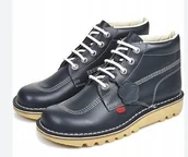 Botki damskie - Kickers Młodzieżowe Botki Skórzane z Logo 37 Żtf - miniaturka - grafika 1