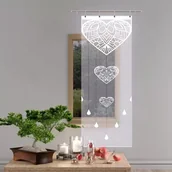 Firany - Firanka panel żakardowy frędzle Serce 50x165 cm biały - miniaturka - grafika 1