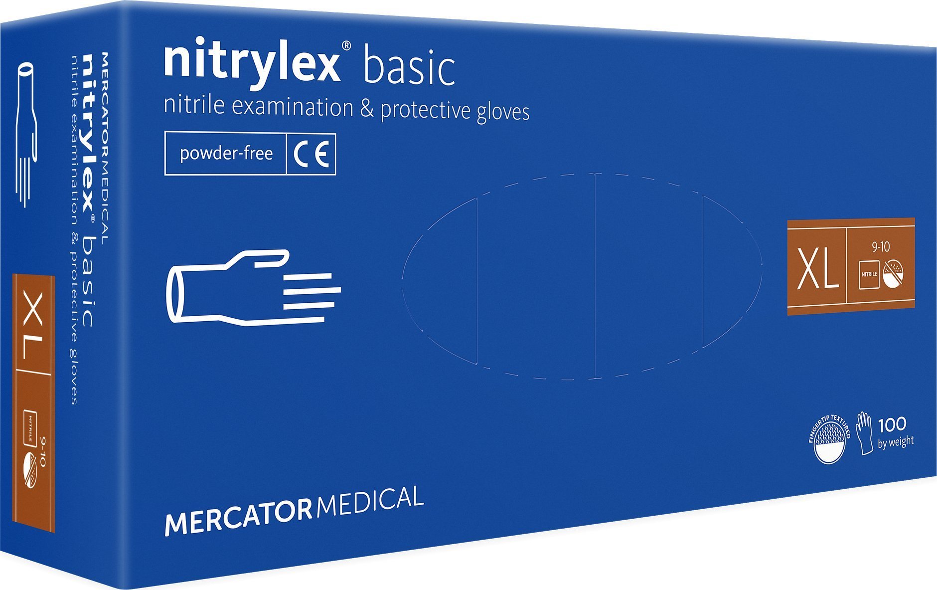 Mercator Rękawice Nitrylowe 100 sztuk / Niebieskie / Nitrylex Basic Dark Blue XL 9-10