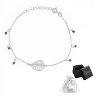 Bransoletki - Bransoletka srebrna pr. 925 Rodowana Celebrytka LISTEK Kryształki Dla Niej - miniaturka - grafika 1