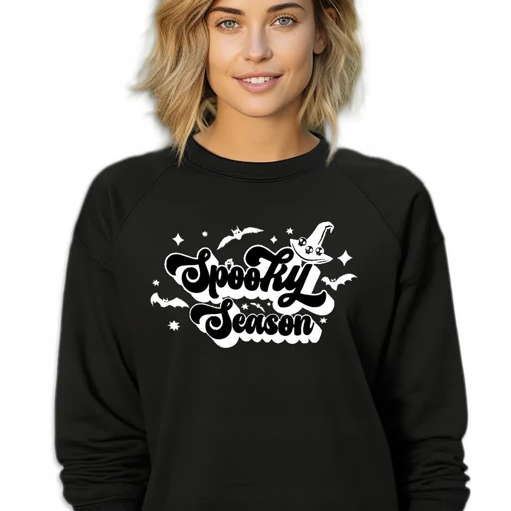 Damska Bluza Czarna Dresowa SPOOKY SEASON Dla Jesieniary Wzory Rozmiar S
