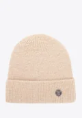 Czapki damskie - Damska czapka zimowa z miękkiej dzianiny beżowa - miniaturka - grafika 1