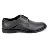 Półbuty męskie - Buty męskie eleganckie skórzane 253LU szare - Buty Olivier - miniaturka - grafika 1