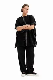 Desigual poncho kolor czarny - Swetry damskie - miniaturka - grafika 1