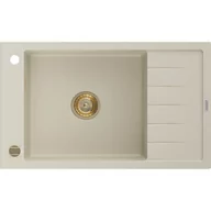 Zlewozmywaki - Mexen Elias zlewozmywak granitowy 1-komorowy z ociekaczem 795 x 480 mm, beżowy, syfon złoty - miniaturka - grafika 1