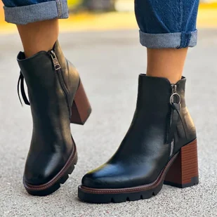 Czarne botki damskie na słupku Vinceza 58103 - Botki damskie - miniaturka - grafika 1