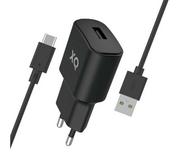 Ładowarki do telefonów - Xqisit USB A 2,4 A + kabel USB-C 1m (czarny) - miniaturka - grafika 1