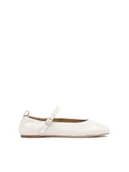 Baleriny - Białe baleriny skórzane z paskiem - miniaturka - grafika 1