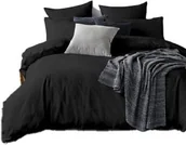 Pościel - Pościel klasyczna- 200x200 - Jednobarwna - czarna - miniaturka - grafika 1