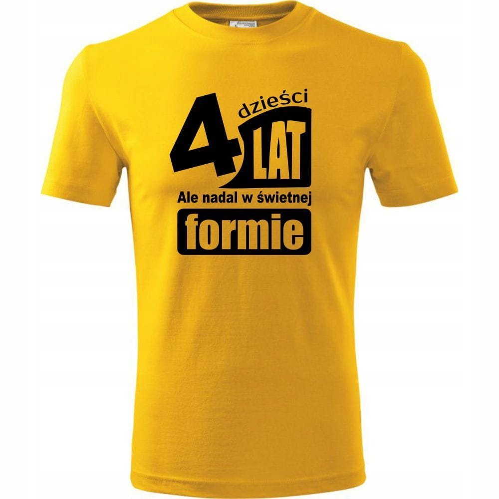Męska Koszulka Nadruk 40 lat i nadal w świetnej formie na Prezent Urodziny żółty M