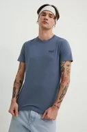 Koszulki męskie - Superdry t-shirt bawełniany męski kolor niebieski gładki - miniaturka - grafika 1