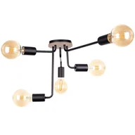 Lampy sufitowe - KET Modernistyczna LAMPA sufitowa metalowa OPRAWA loftowa czarne drewno KET1160 - miniaturka - grafika 1
