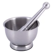 Pozostałe akcesoria kuchenne - Kamille Zestaw moździerz z tłuczkiem, ubijakiem stalowy 8840 - miniaturka - grafika 1