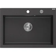 Zlewozmywaki - Mexen Elix zlewozmywak granitowy 1-komorowy 700 x 500 mm, czarny nakrapiany, syfon chrom - 6526701005-76 - miniaturka - grafika 1