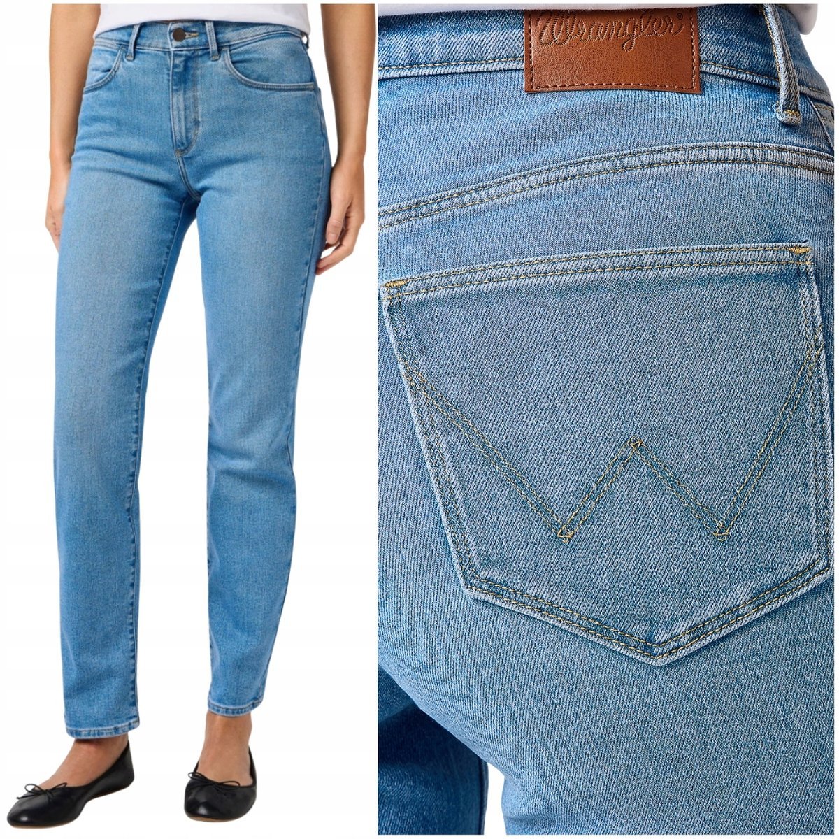 Wrangler STRAIGHT Coastal wysokie proste damskie spodnie jeansowe W30 L32