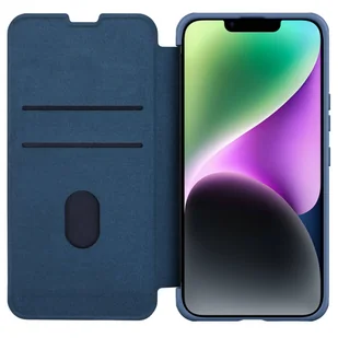 Nillkin Qin Cloth Pro Case etui do iPhone 14 Plus osłona na aparat kabura pokrowiec obudowa z klapką niebieski - Etui i futerały do telefonów - miniaturka - grafika 5