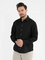 Koszule męskie - Lniana koszula SAHARA deep black - miniaturka - grafika 1