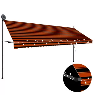 vidaXL Ręcznie zwijana markiza z LED, 400 cm, pomarańczowo-brązowa vidaXL - Markizy - miniaturka - grafika 1