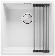 Zlewozmywaki - Primagran Zlewozmywak granitowy z dużą komorą XXL jednokomorowPraga 50 Level kolor Biały MP5KW-X0#P - miniaturka - grafika 1